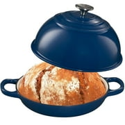 Enamelled Cast Iron Dutch Oven Pot , for Homemade Sourdough Bread Baking , Cast Iron Bread Pot with Lid, for Braising, Stews, Roasting, Lake Blue